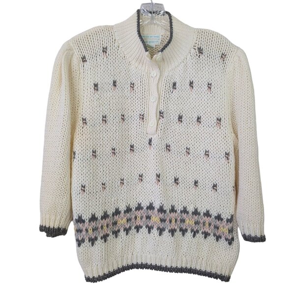 JAMIE‎ SCOTT Vintage Women's sweater sz M long sleeve sweater knitted by hand - Picture 1 of 16